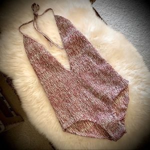 Tori Praver Deep Plunge One-Piece-Size Small